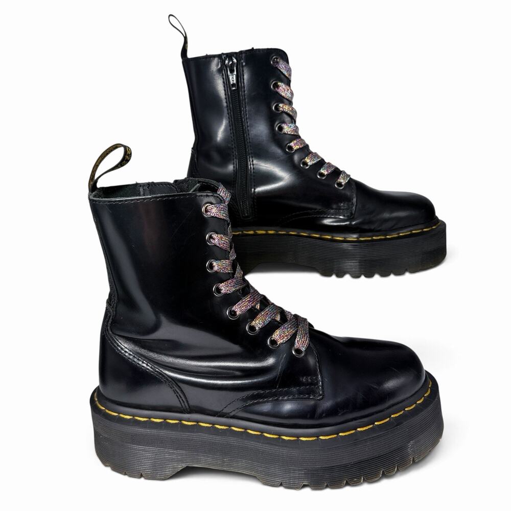 Dr. Martens Jadon Platform Boots Womens Size 7 Black Leather Side Zip